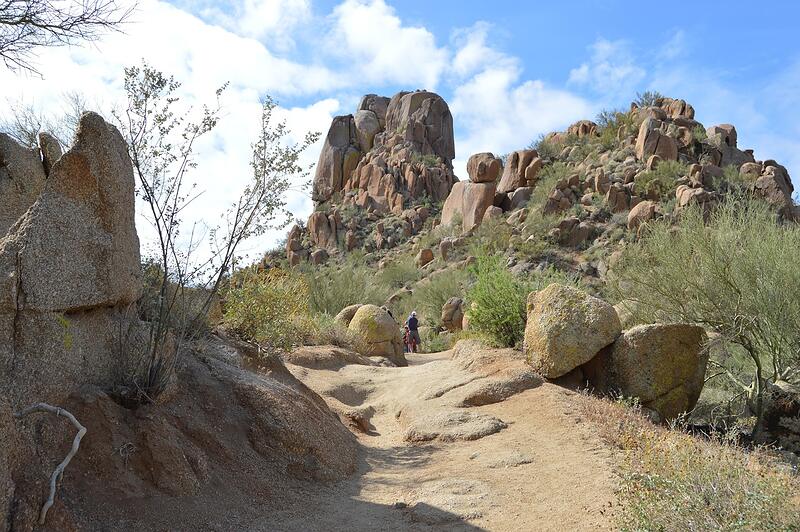 Granite boulders and desert brush on a hillside above north Scottsdale