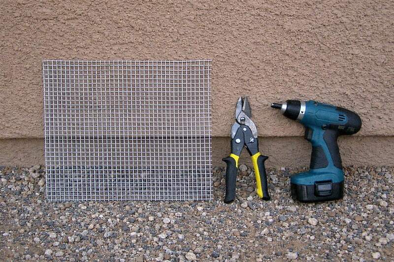 Quarter-inch galvanized steel hardware cloth cut ready to close an opening